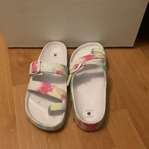 Tye-dye beach sandals